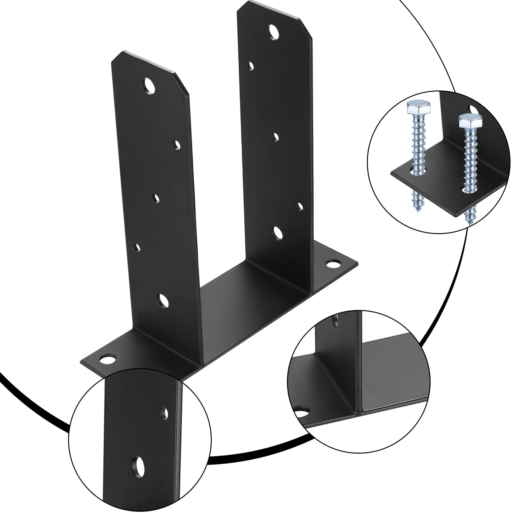 Soporte para Postes en U, Anclaje en U para Postes de Madera, Base Poste con Base Atornillable para Montaje en Hormigón, Soporte para Postes de Madera, para Jardin, Cenadores, 90x90mm