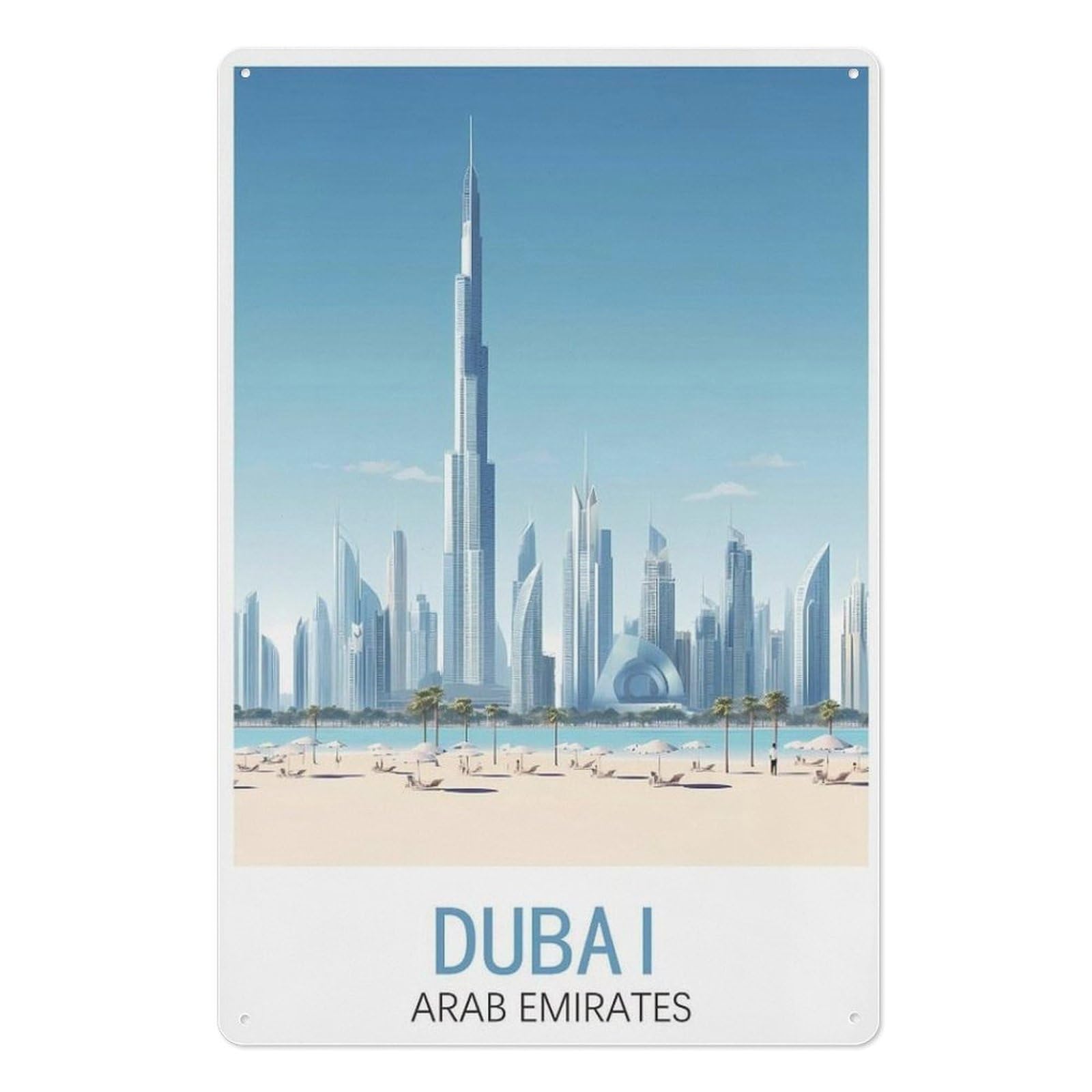 Pgcksk A20 Metal Sign，Dubai Arab Emirates，Funny Tin Sign Retro Metal Sign For Home Farm Toilet Restroom Washroom Wall Decor Gift(15X30cm）6X12 Inch-X100