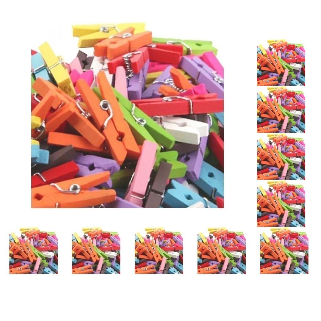 10 Set 100 Stück 2,5 cm gemischte Holzklammern Wäscheklammern Wäscheklammern Foto Papier Kunst Handwerk 100 Stück
