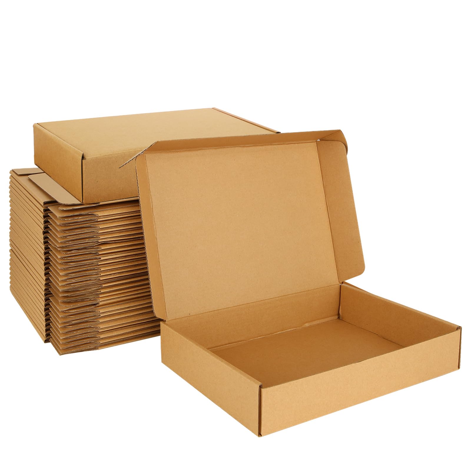 JMIATRY Confezione da 30 scatole per spedizioni, 28 x 20,3 x 5 cm, piccole scatole regalo in cartone ondulato, scatole postali per imballaggio, colore: marrone