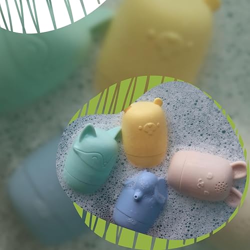 Miniatura 5 de Juguetes de baño no tóxicos para bebés, juguetes de baño de silicona, juguetes ecológicos para la bañera para niños pequeños (juego de 4 juguetes)