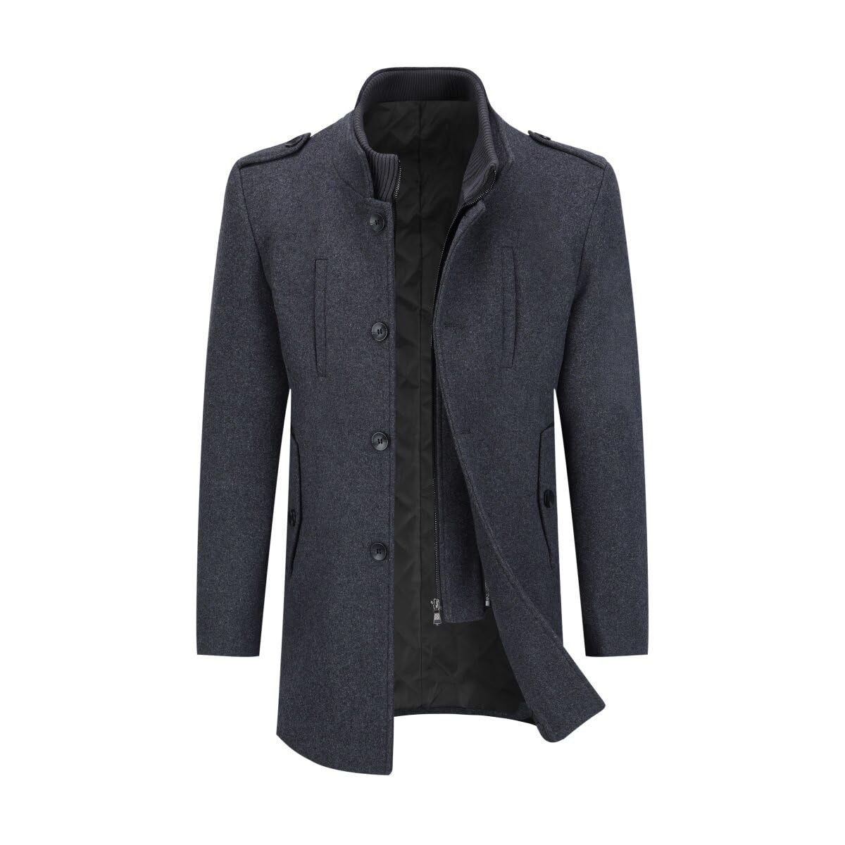 Allthemen Cappotto Invernale da Uomo in Lana con Collo Alto Coat Corto Foderata Spesso Caldo Casual