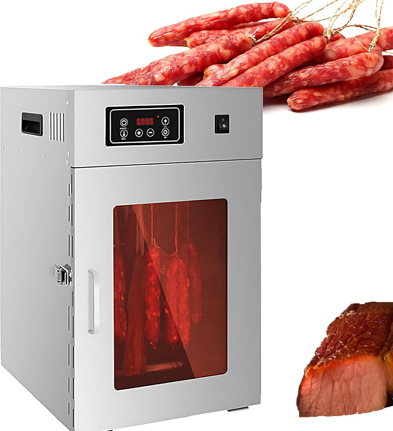 LjlXanthiper Stainless Steel Biltong Box Drying Cabinet Dehydrator Machine,Electric Food Dehydrator Machine,14 Hooks,30-90°c Temperature,Dehydrator for Meat Beef Herb Fruit Vegetable Nut