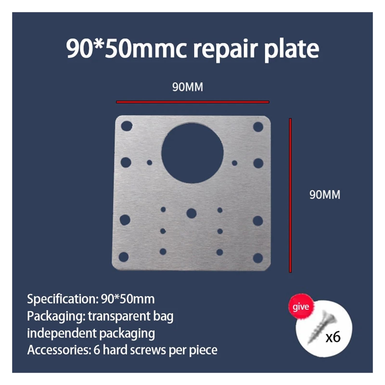 Edelstahl-Scharnier-Reparatur-Set, Schranktür-Seitenwände, Montageplatte for Schubladenmöbel(4pcs 9x9cm)