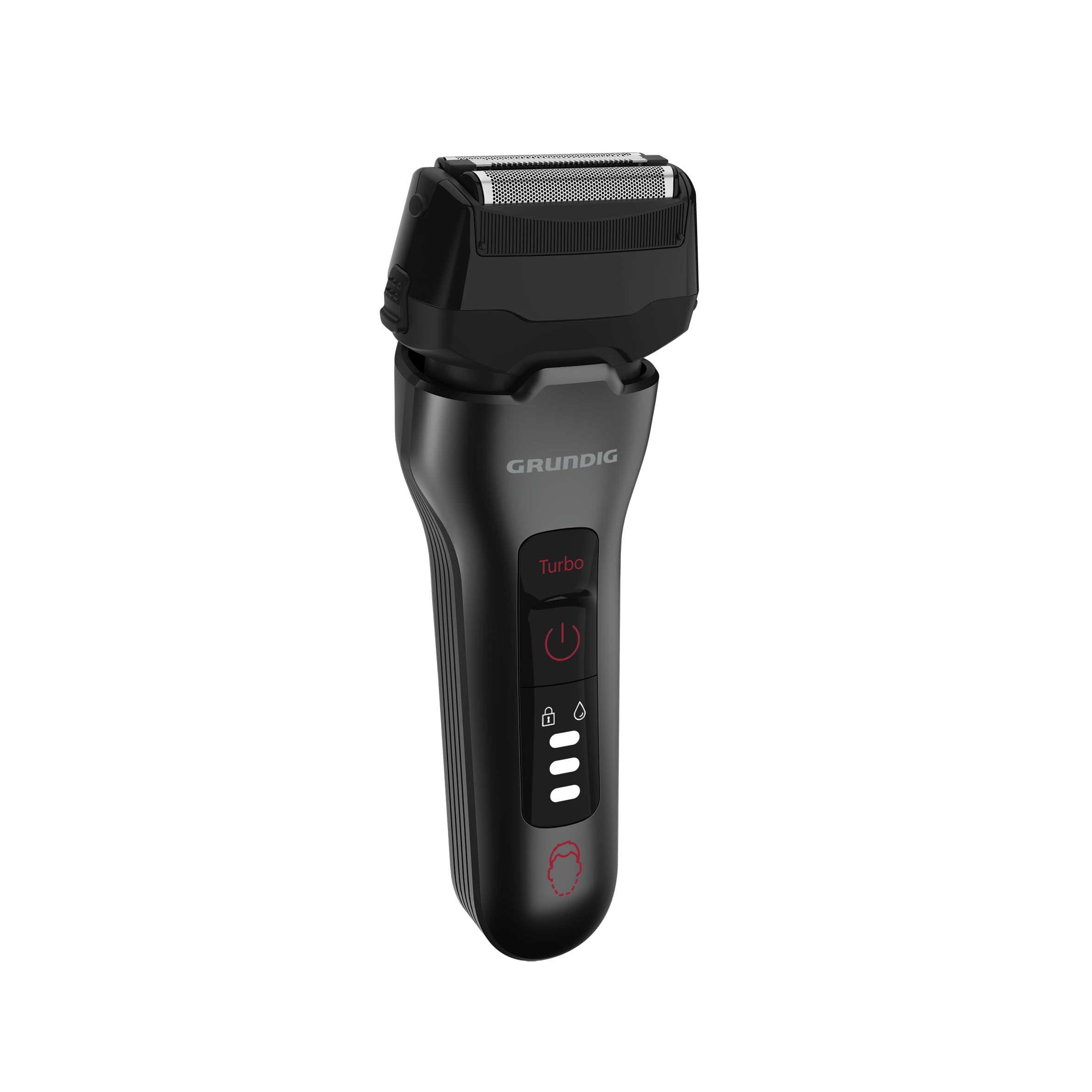 Grundig - MS 8330 Herrenrasierer - Akkubetrieb 60 Min. Laufzeit - 3fach Schneidsystem BeardCare Sensor Präzisions-Trimmer - Recyceltes Kunststoffgehäuse - Schwarz