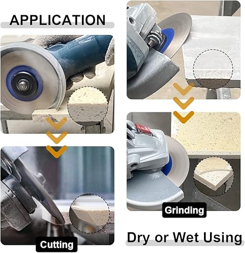 Miniatura 9 de SHDIATOOL Hoja de sierra de diamante para azulejos, rueda de disco de corte de 4.528 in4.5 pulgadas para corte y molienda en secohúmedo, azulejos de