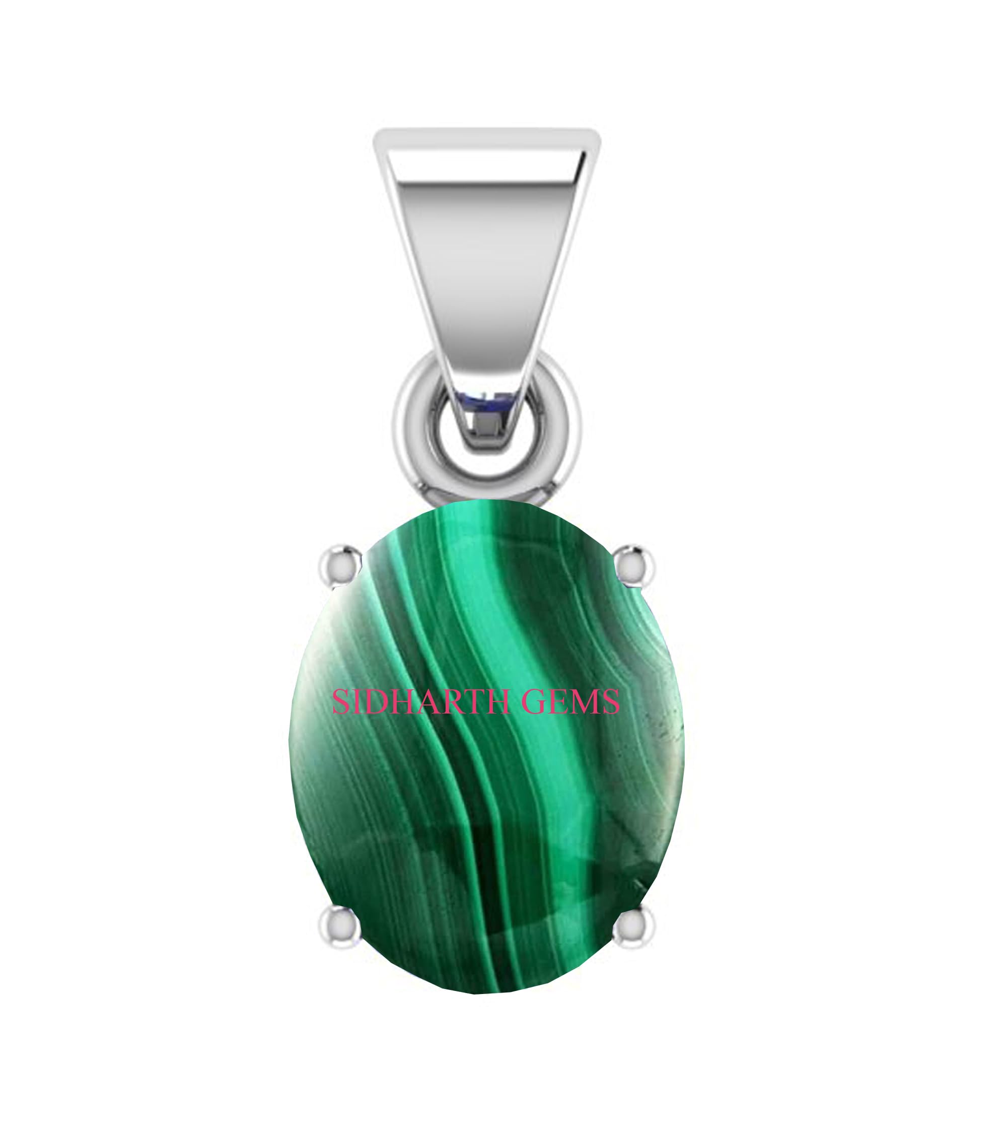 kushmiwal gems 11.00 Carat Malachite Pendant Round Stone Dana Phirang Silver Pendant for Men Women-picture-15