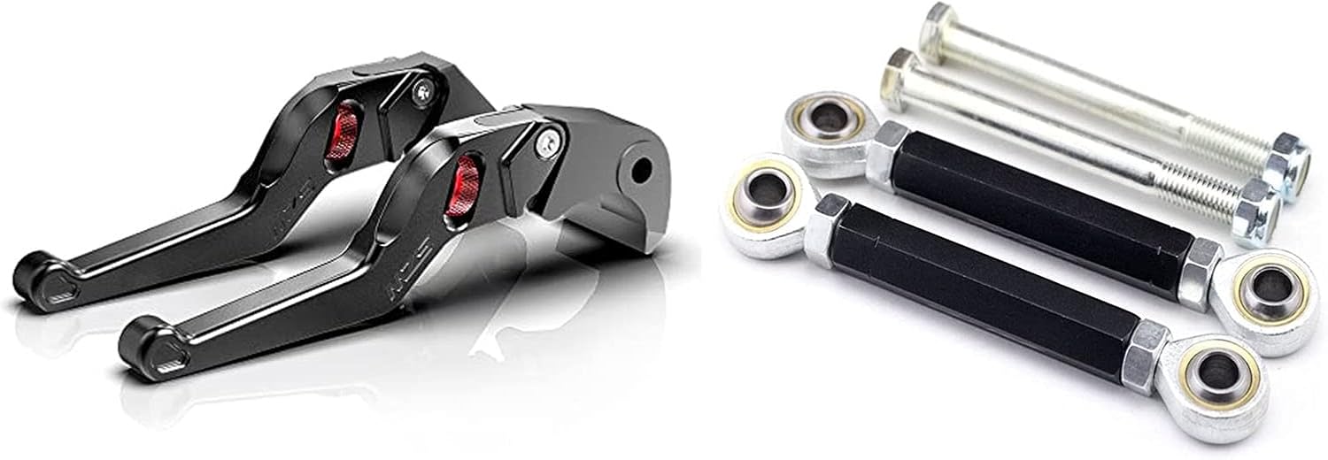 MZS Black Motorcycle Brake Clutch Levers Wheel Roller Rear Suspension Lowering Links Kit Compatible with YZF R6