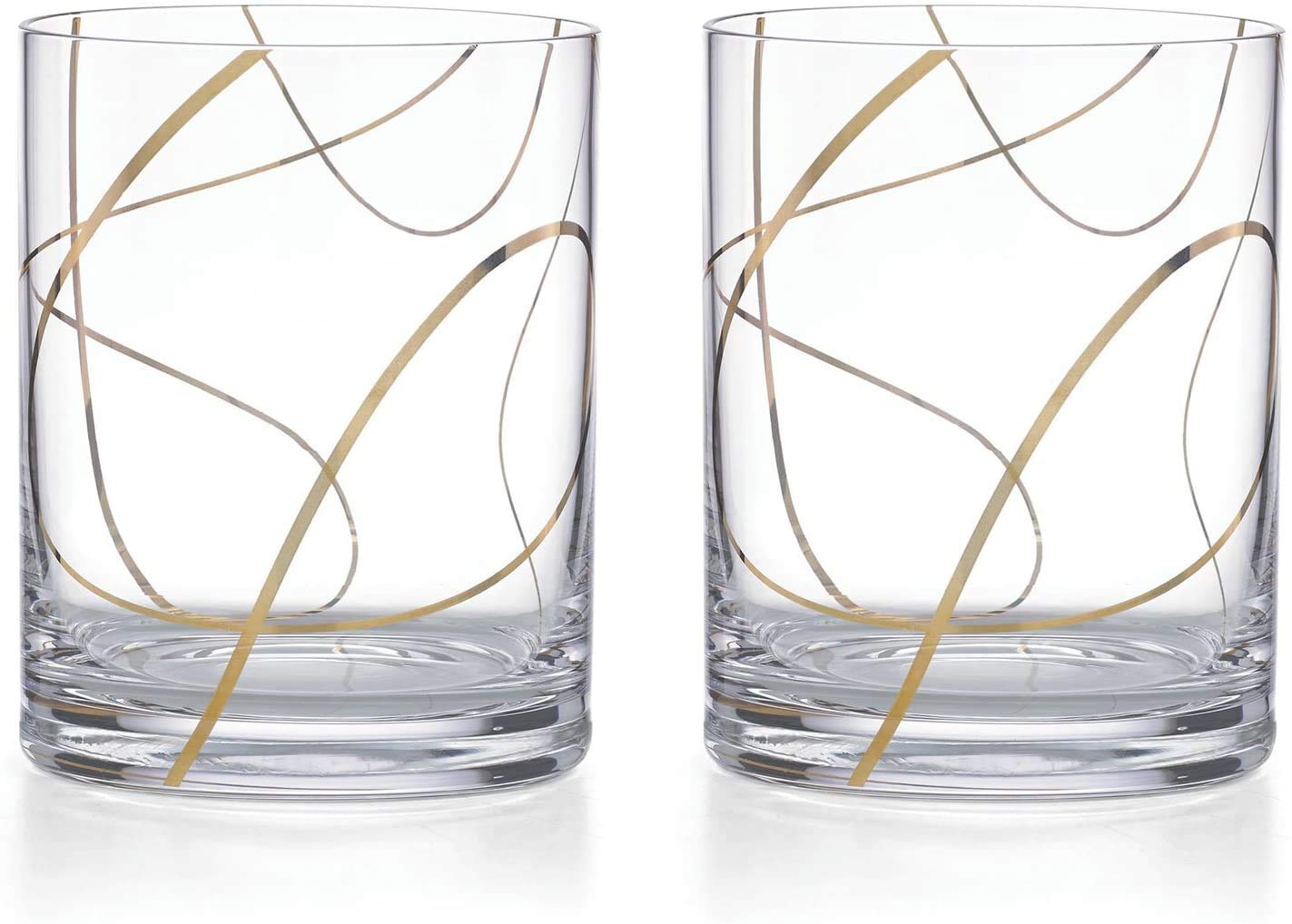 Kate Spade New York Mulberry Street CRYSTAL DOF Set of 2 Whisky Double Old Fashioned Glasses
