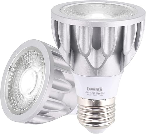 Familite Bombillas LED PAR20 luz de punto regulable de 12 W equivalente a halógeno de 100 W ángulo de haz estrecho de 24 blanco frío de 6000 K base
