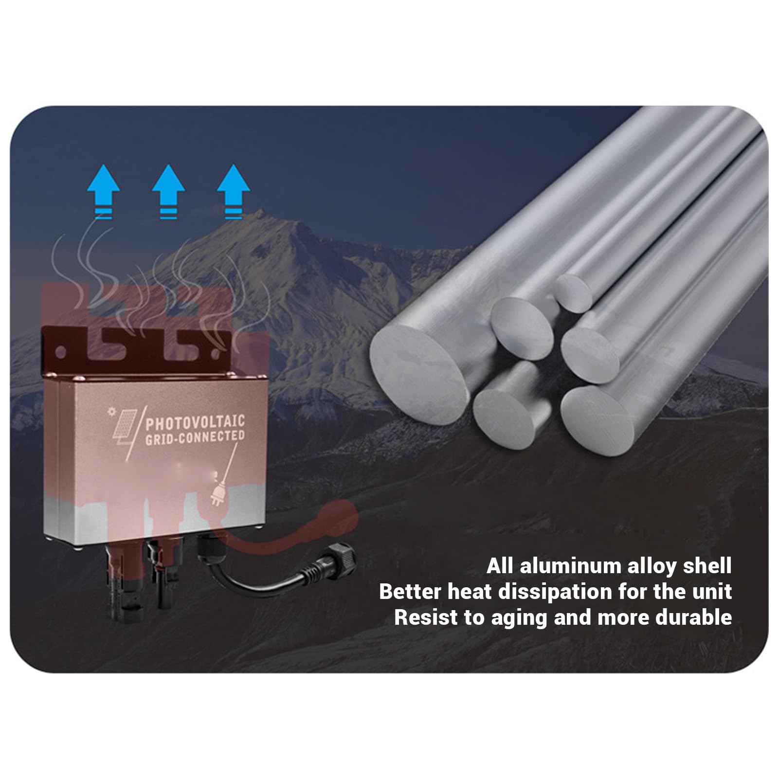 BuyWeek Inversor de Corriente Inversor de Energía, 12,5A Onda Sinusoidal IP45 Impermeable de Aleación de Aluminio para Autocaravana Camión
