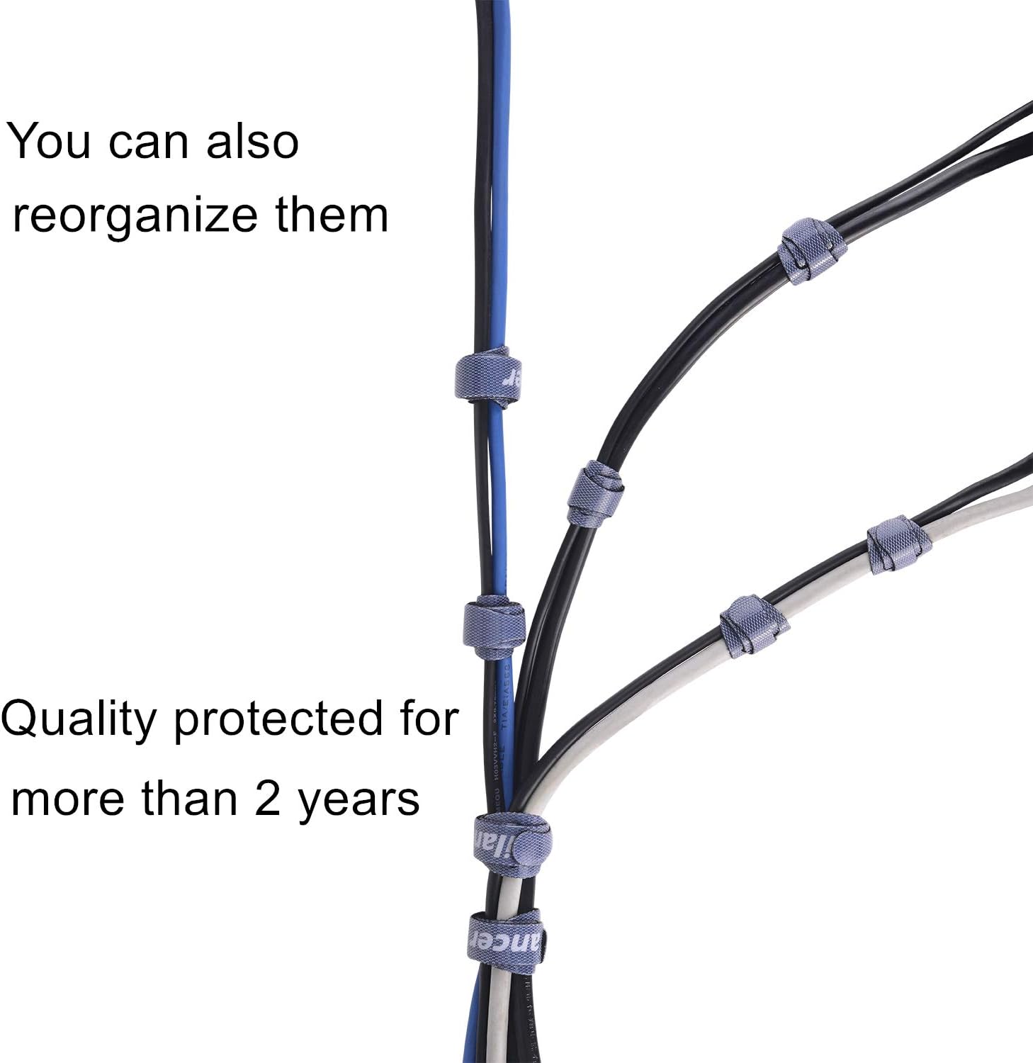 Trilancer Reusable Cable Straps Wire Ties, Pack of 50 Adjustable Cord Fastener Cable Organizer, 8 Inches (Black) : Electronics