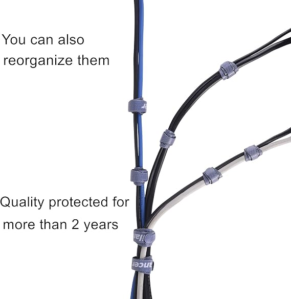 Trilancer Reusable Cable Straps Wire Ties, Pack of 50 Adjustable Cord Fastener Cable Organizer, 8 Inches (Black)