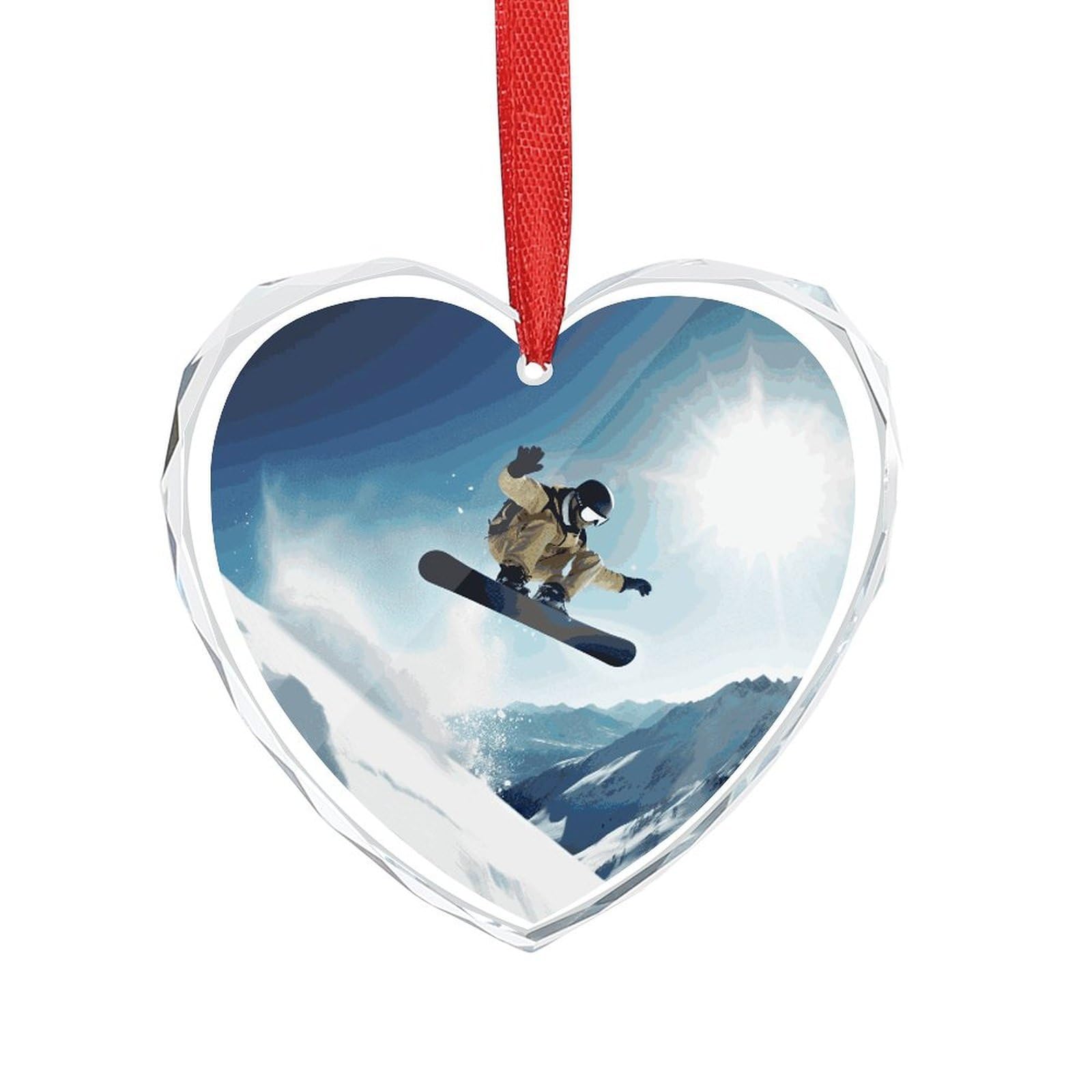 Wsoihfec Style Snowboarding Engagement Gifts For Couples, Glass Ornaments Just Married Bridal Shower Decor, Heart Keepsake Decor For Bride & Groom