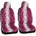 Coprisedili Anteriori Auto Set Universale, Leopard Short Plush Copri-Sedile per Guidatore e Passeggero Accessori Auto Interno (Pink,2Pcs)