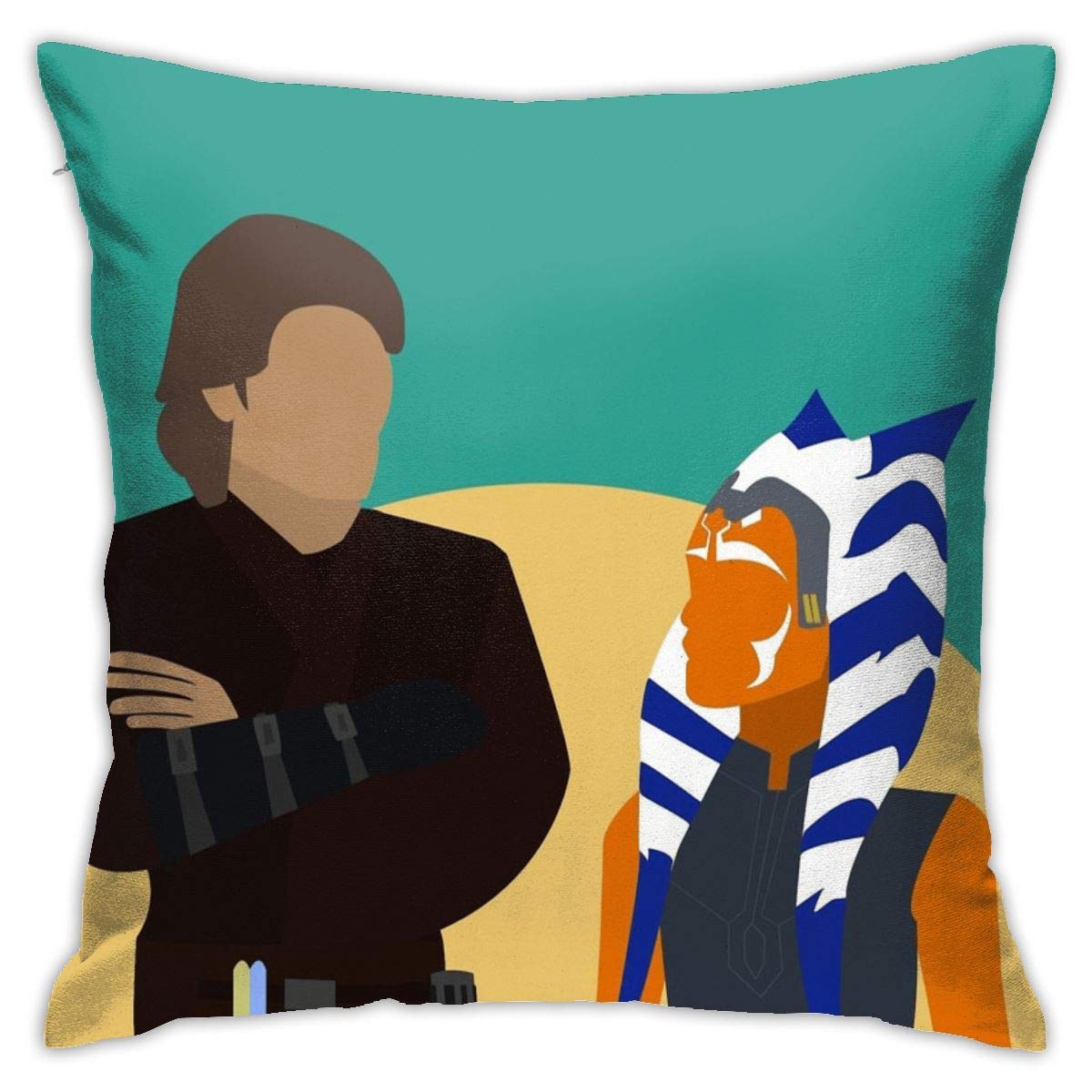 YHKC Ahsoka and Anakin Tapestry Throw Pillowcase, Car Cushion,Sofa, Pillowcase, Interior Decoration (45cmx45cm)