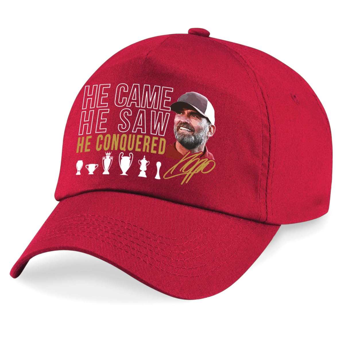 Partisan Liverpool Cap Klopp - He Came, He Saw, He Conquered - Adult One-Size fits All (Cotton, Red)