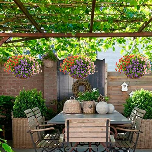Artificial Hanging Flower In Basket, Hanging Flowers Basket Centerpieces, Outdoors & Indoors Artificial Daisies Flowers In Coconut Lining Hanging Baskets For The Decoration Of Courtyard (Blend Color) #TOP2