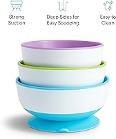 Vista 5 de Munchkin Stay Put Suction Bowls for Baby and Toddler, 3 Pack, Blue/Green/Purple Multi