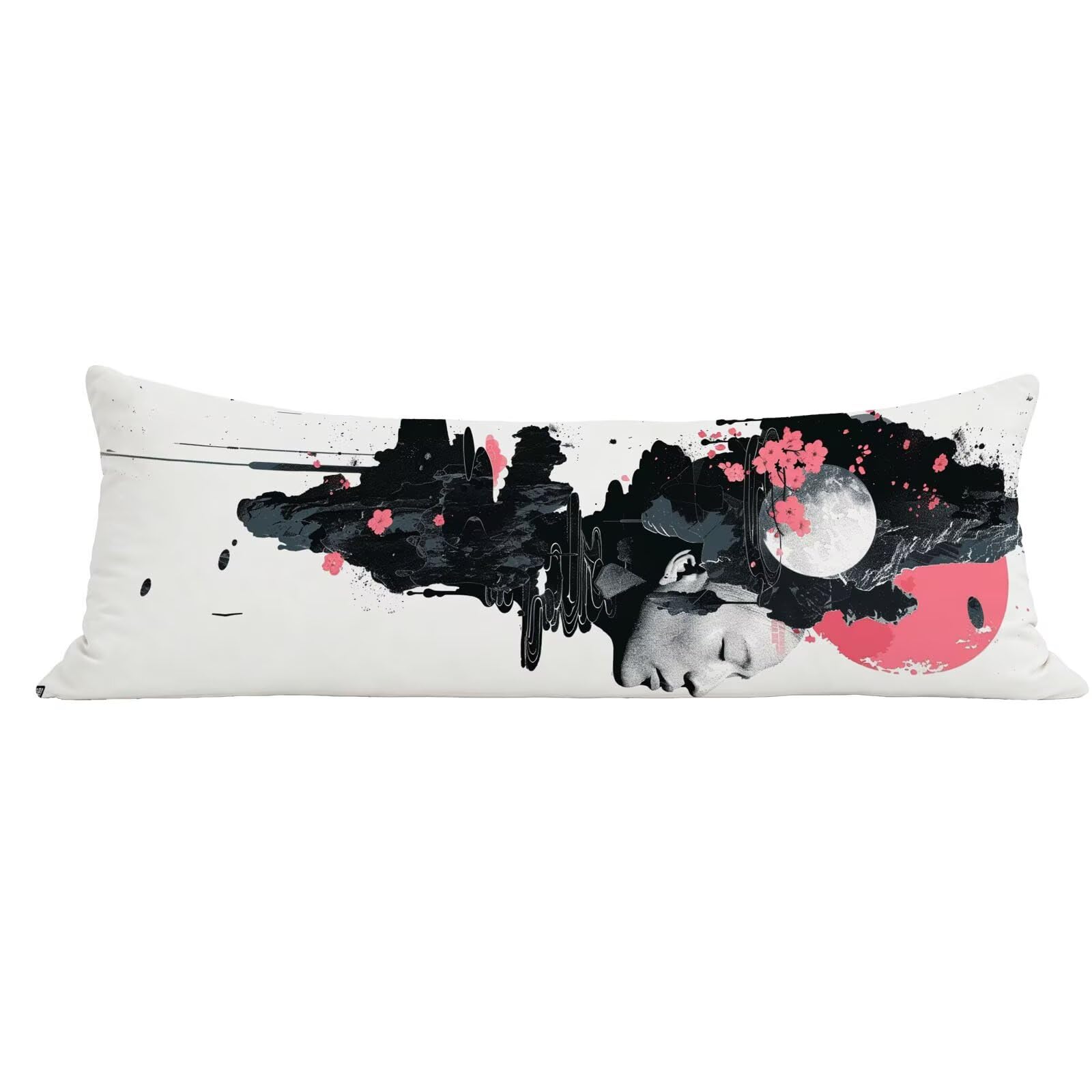 Funda de Almohada 60 x 180 cm Gris Protector Almohada 180 cm con Cremallera Invisible, Lino Durable y Transpirable Pillow Case Abstracto Impresión a Doble Cara para Cama, Sofá y Dormitorio dg-596