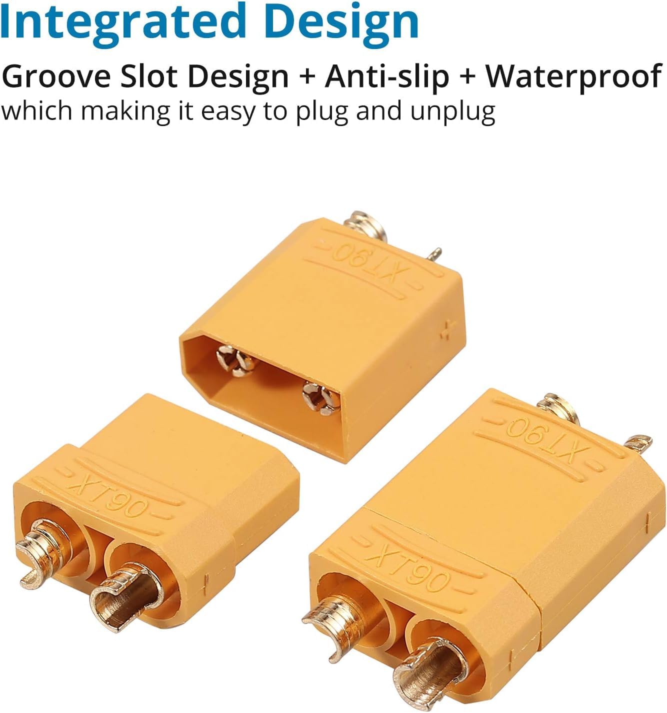 RAREION ENGINEERING XT90 Power Connector Pair (Male & Female) β 90A High-Current Gold-Plated Bullet Plug, Anti-Spark RC Battery Connector for LiPo, ESC, EV & High-Power DIY Applications 1