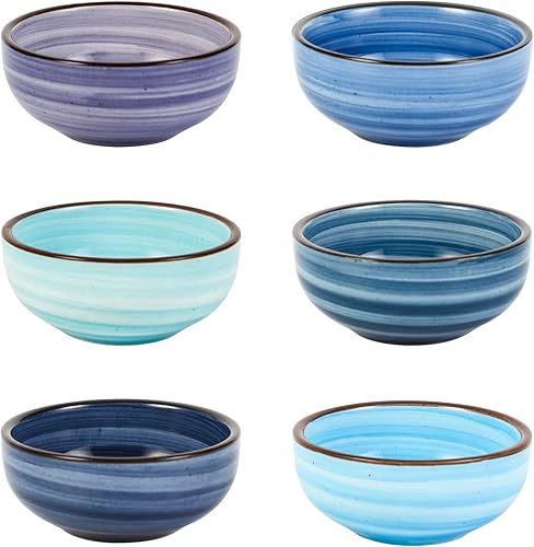 Selamica Ceramic Dipping Bowls, 2.7 Oz Soy Sauce Dish Set, 3 inch Small Dip Bowl for Side Dish, Appetizers, Set of 6, Gradient Blue Azul degradado