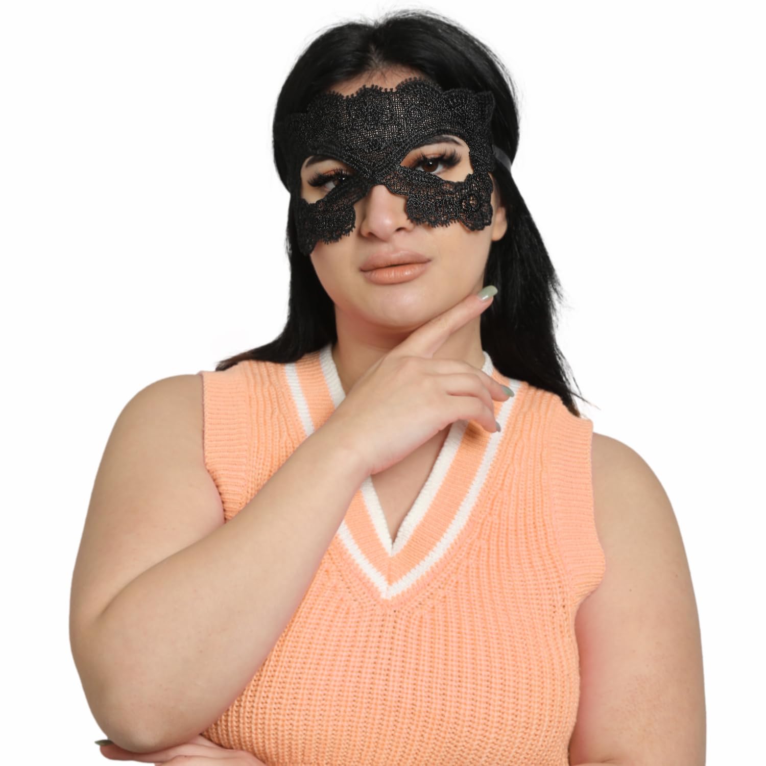 color style Women's Eye Beautiful Gold Lace Mask, Masquerade Ball Mask, Wedding Mask, Halloween Mask(Black mask)-picture-45