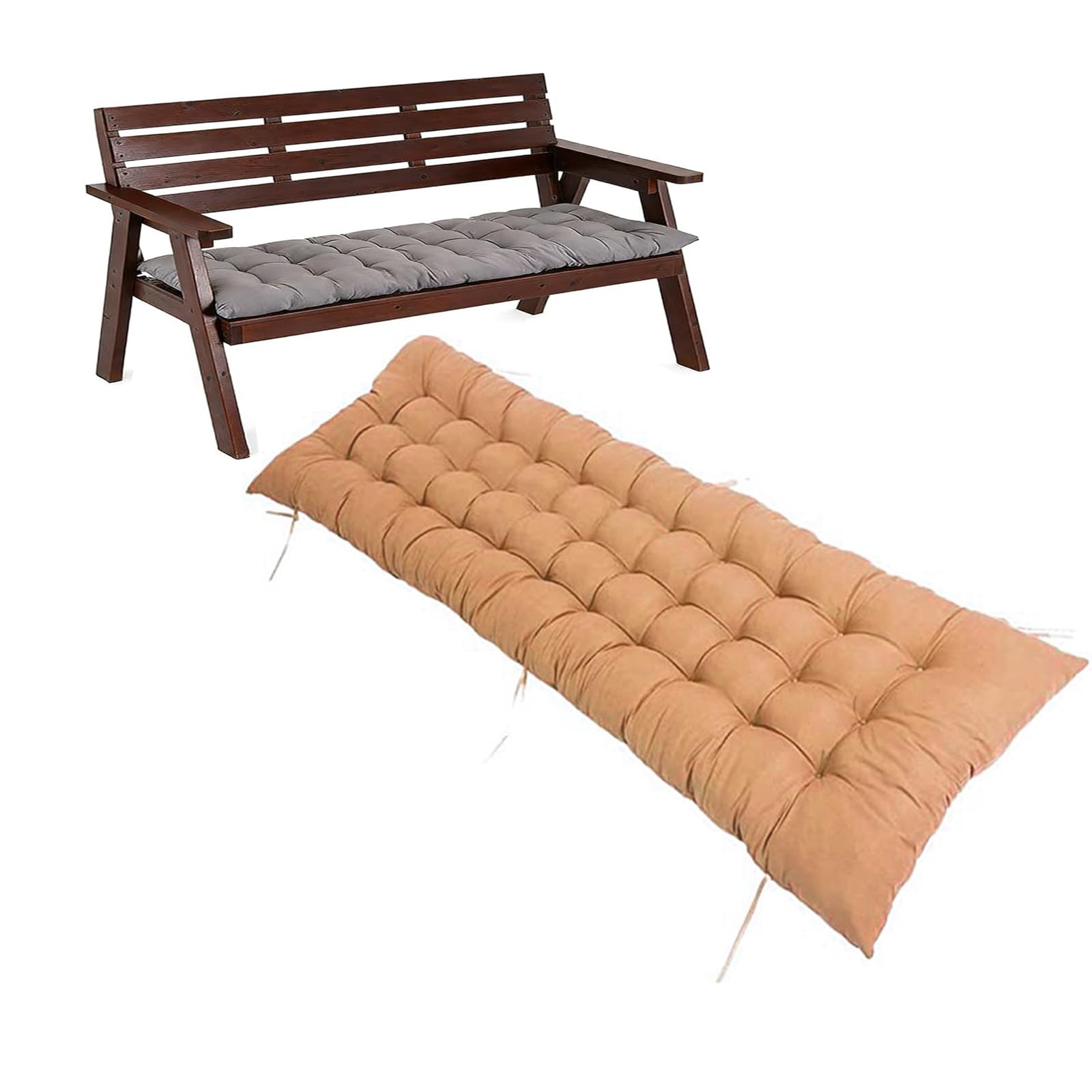 Pongpai Garden Bench Cushion for Indoor Outdoor Furniture, Soft Thick Seat Pad for Bay Window/Sofa/Loveseat, Non-slip, Easy Clean (Light coffee,53x155cm)