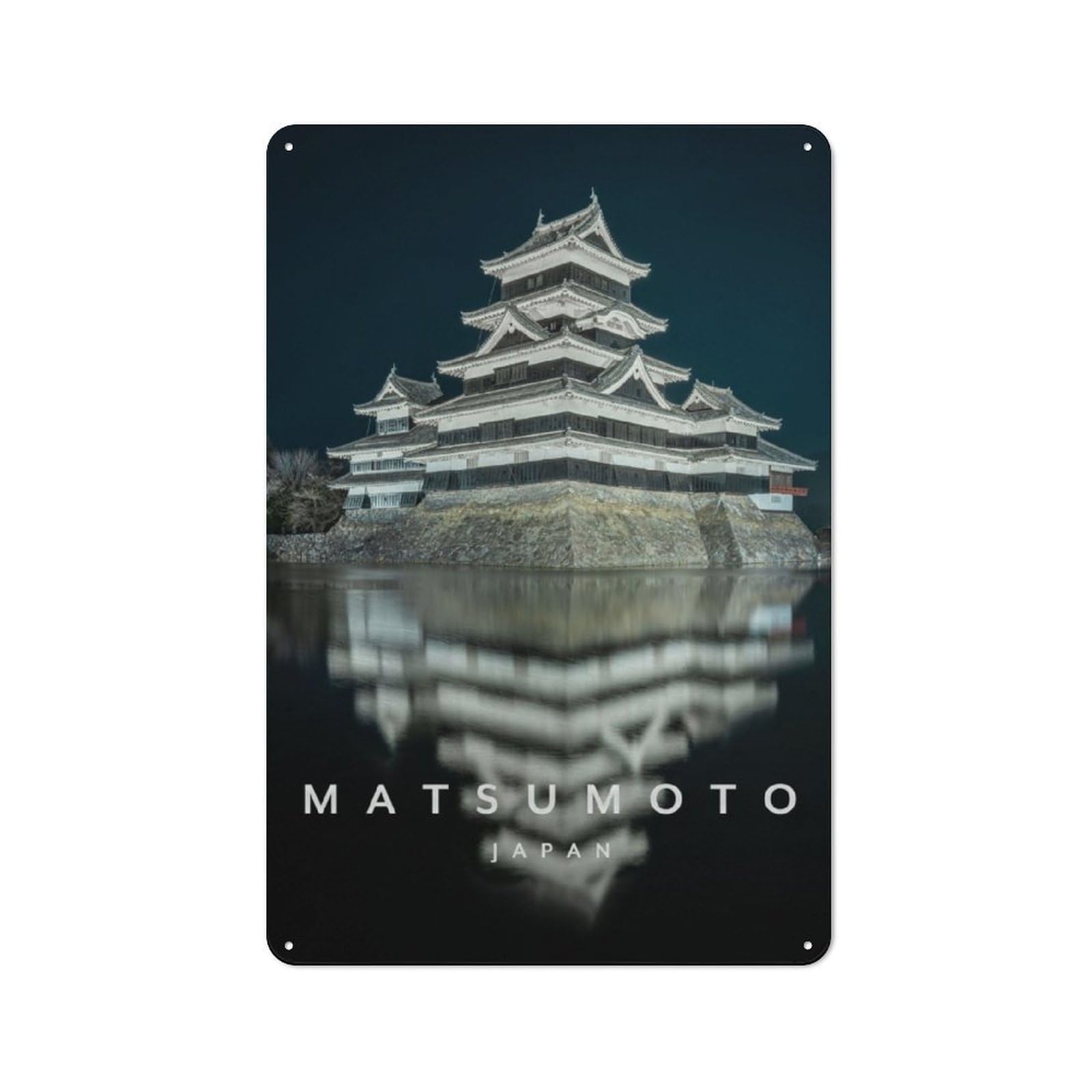 Junmoney Matsumoto Castle Japan Tin Sign 30X20cm For Workshop Wall, Rustic Wall Decor, Suited To Workshop Decor Fans