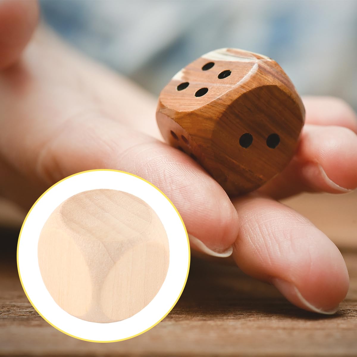 Sarini 10 Dados De Madera De 20 Mm, Redondos, Lisos, De Seis Caras, Sin Pintar, Para Enseñanza DIY, Recursos Creados, Enseñanza De Juegos.