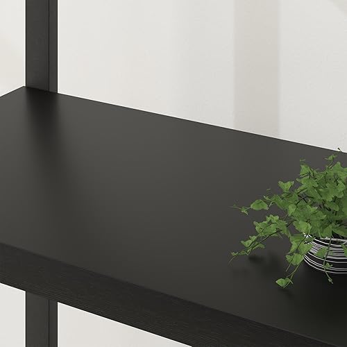 Miniatura 4 de LVB Estantería alta industrial, moderna estantería de madera de metal de 6 niveles, estantería grande de 6 estantes, estantes abiertos de