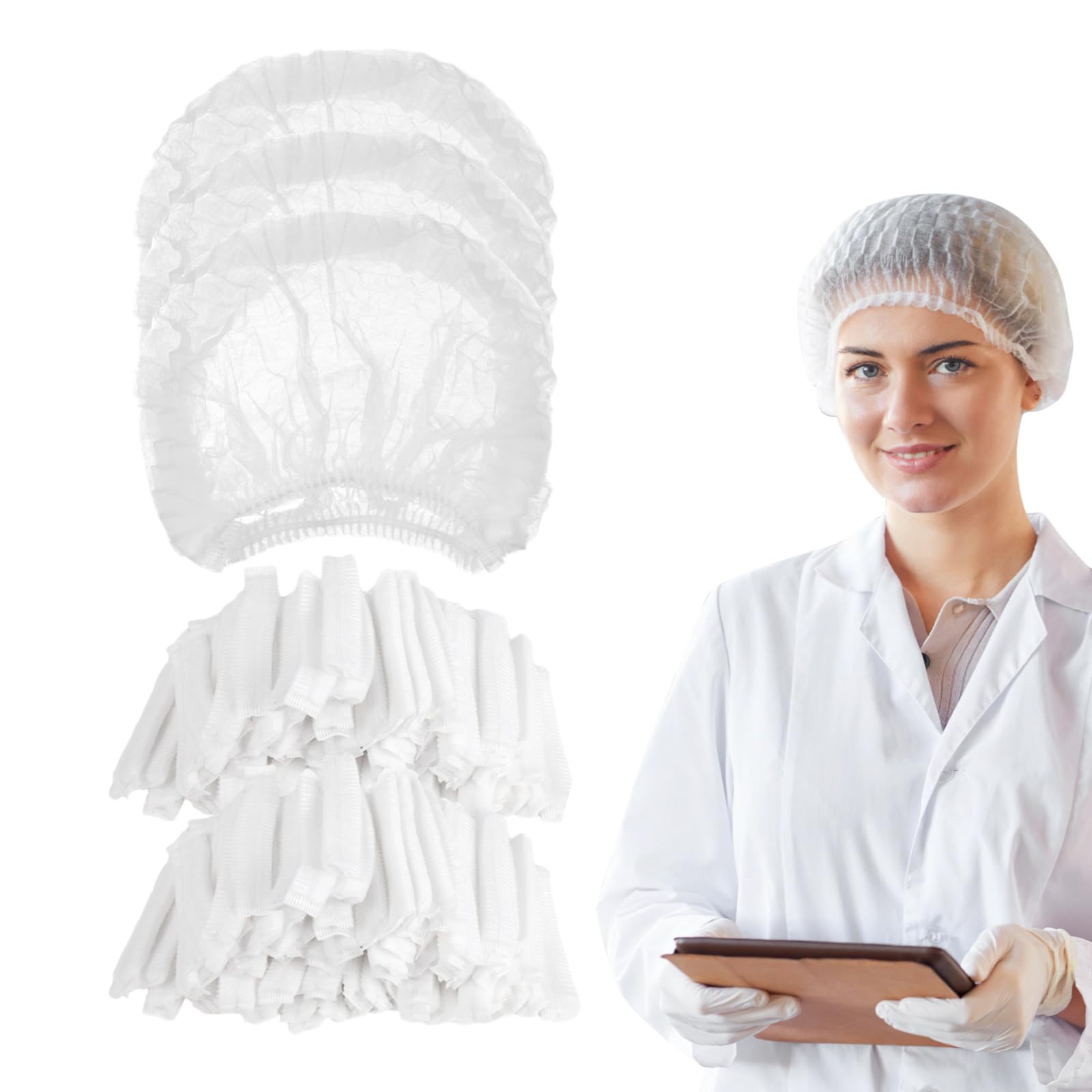 Cacazi Unisex 500Pcs 500 Pcs Disposable Hat Nets, Hair Nets For Catering, Elastic Bouffant Caps For Men & Women, Head Cover Nets For Healthcare, Food Industry & Beauty Services