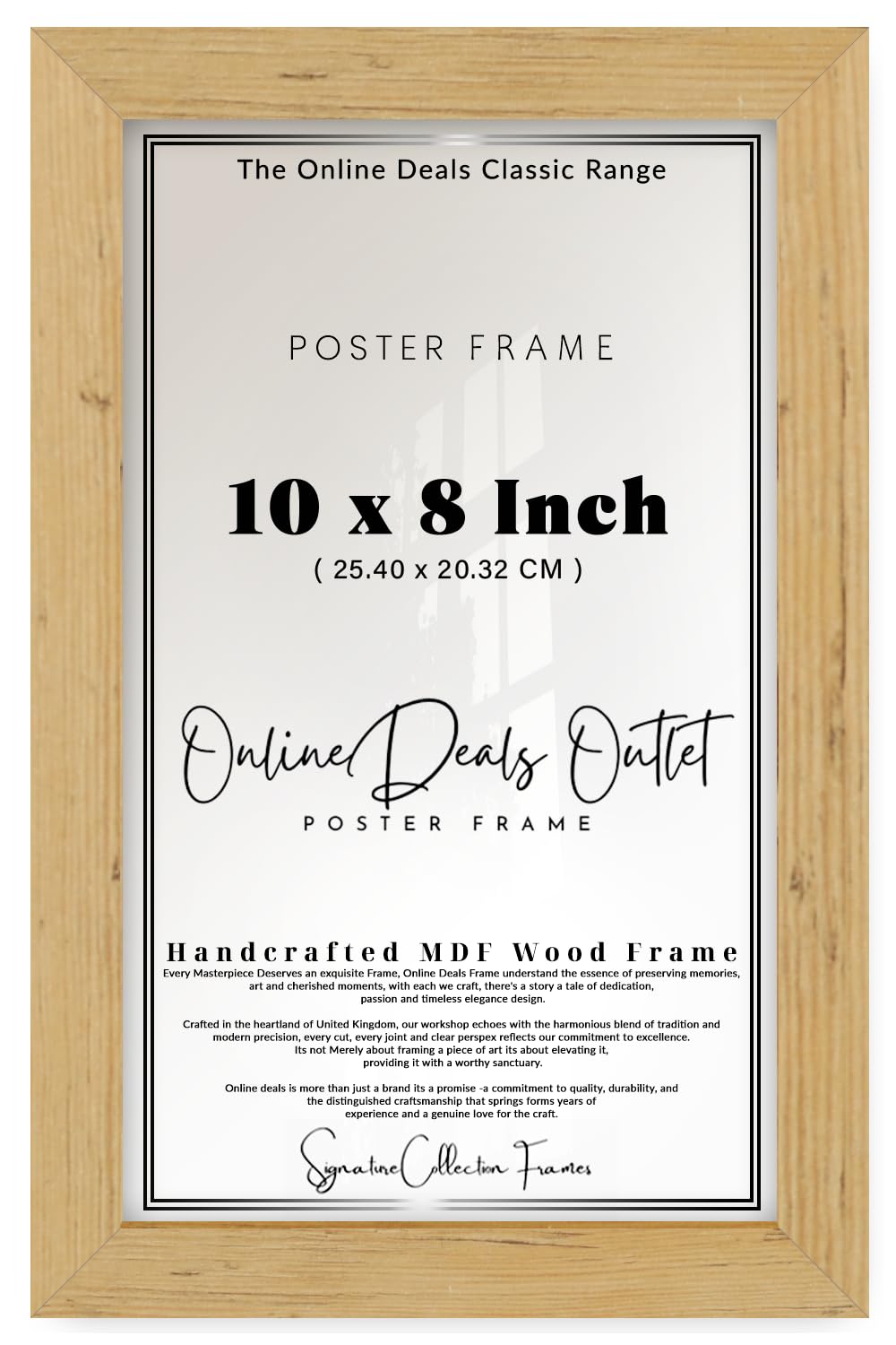 Online Deals | MDF Poster Frame (25.40 x 20.32 CM) Rectangle for Home Gallery, Historical Prints & Artwork, Sturdy MDF Finish, Comes with Secure Hanging Hooks [ Pine ]
