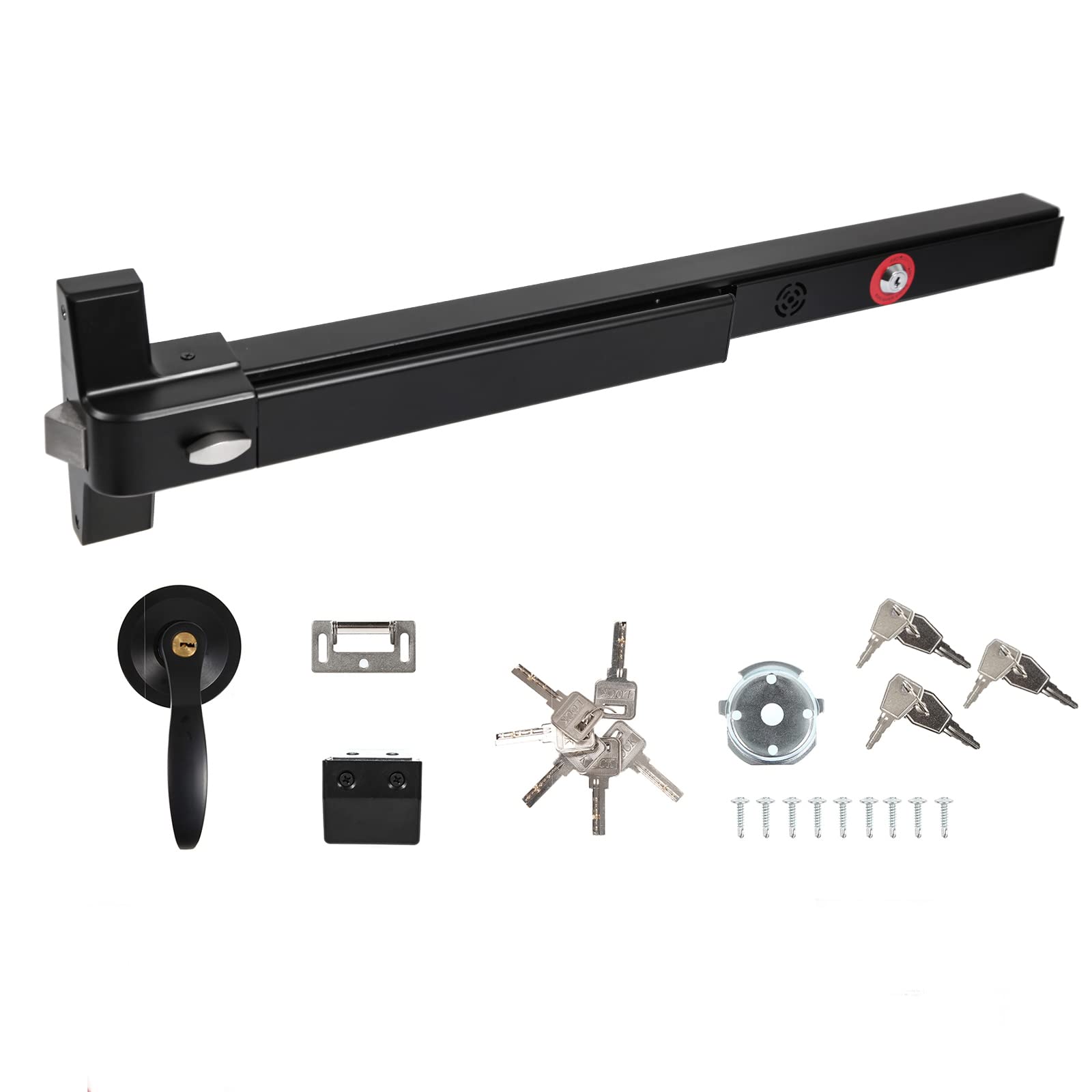 IRONWALLS Alarm Panic Bars for Exit Doors 27.5â€?, Commercial Door Push Bar Panic Exit Device with Alarm, Exterior Door Lever, Stainless Steel Emergency Exit Door Push Bar for 27.5â€?-41â€? Doors