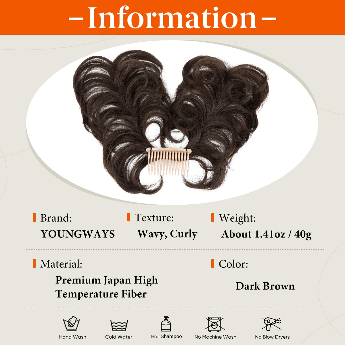 SARLA Messy Bun Hair Piece Side Comb Clip in Synthetic Hair Bun Hairpiece for Women Dark Brown Short Curly Wavy Versatile Adjustable Styles Easy Hair pieces - Image 2