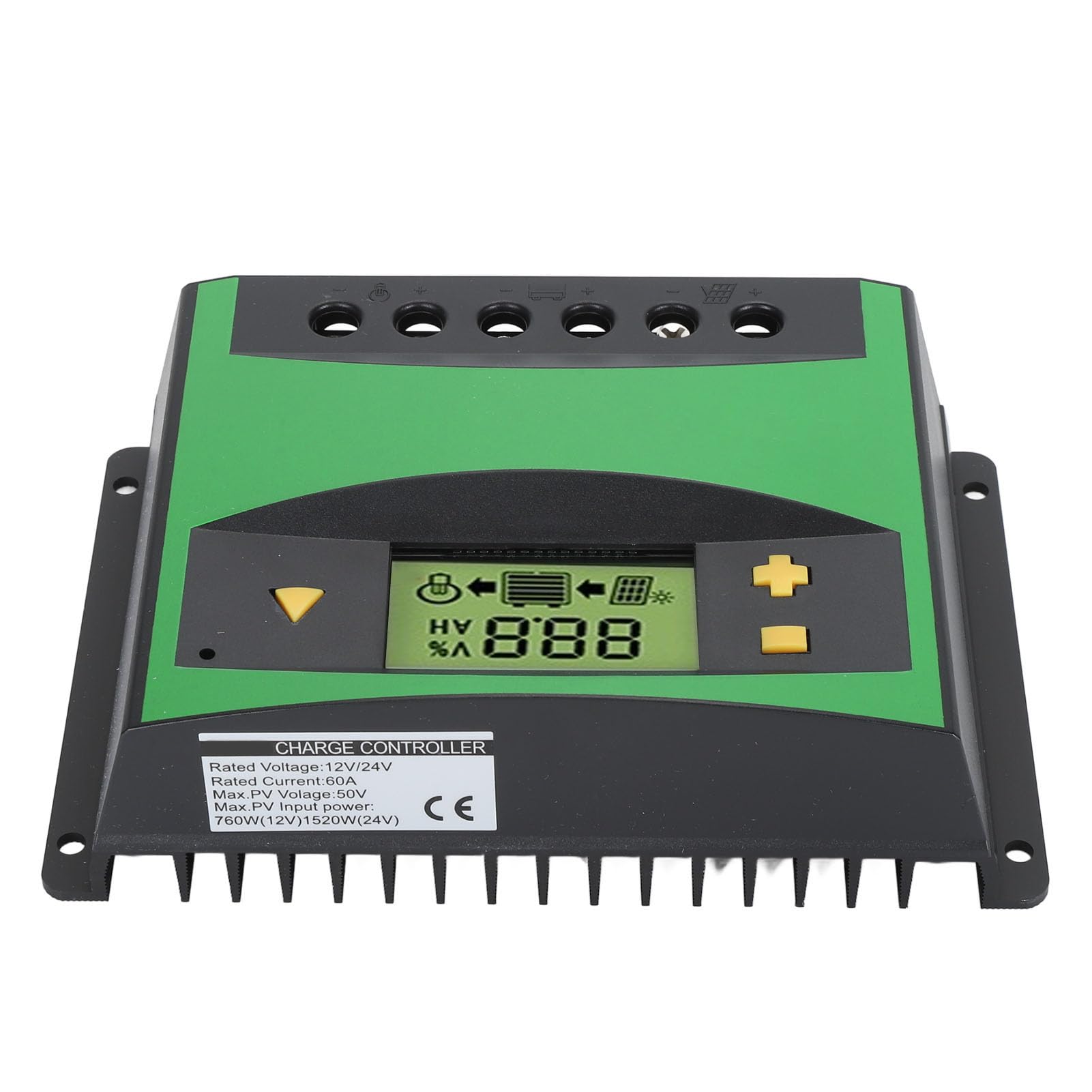 FTVOGUE Contrôleur Solaire, Contrôleur de Charge Solaire ABS PWM 12 V 24 V 60 A avec écran LCD, Protection de Tension de Batterie, Paramètre Automatique pour Cabine de Bateau RV, Utilisateurs Hors