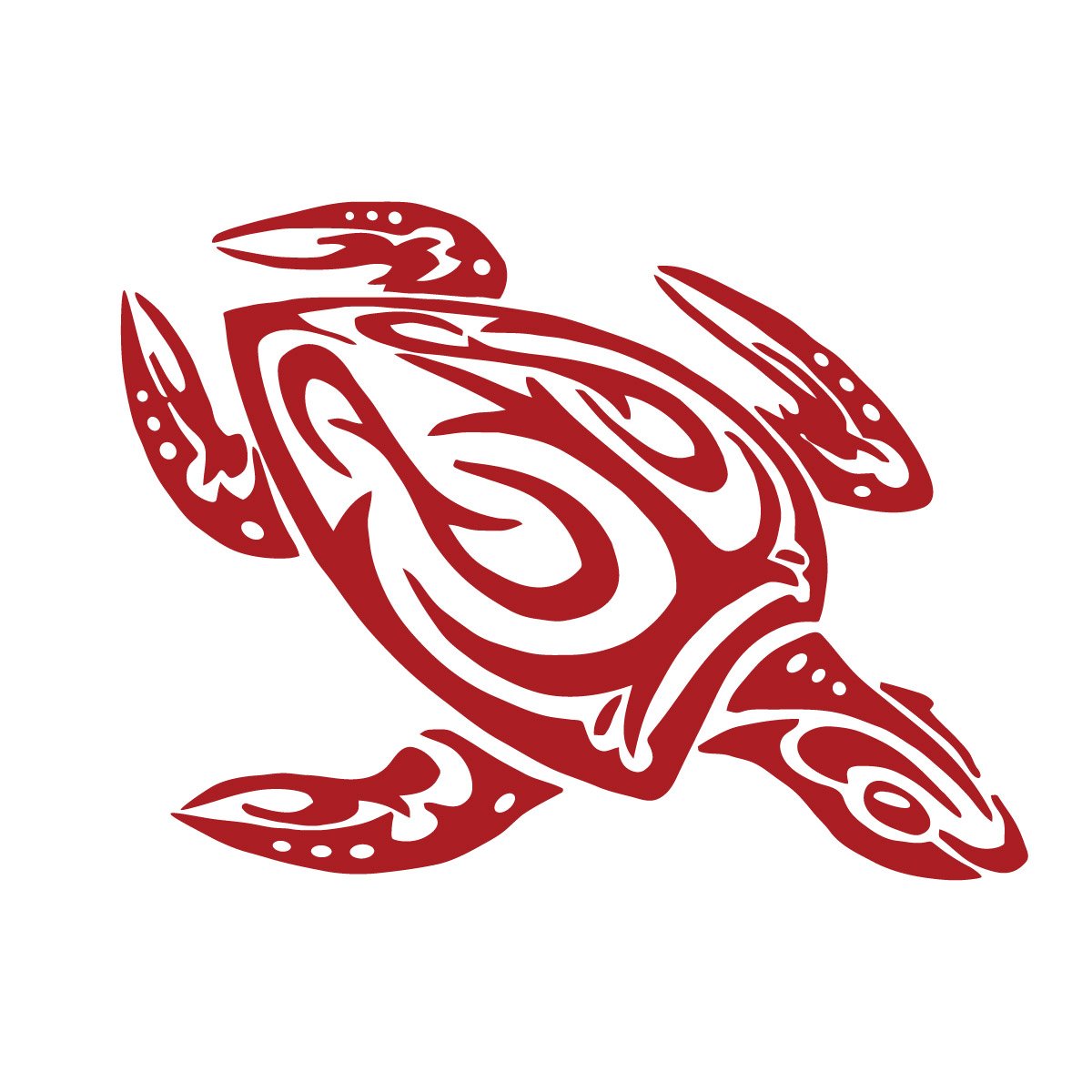 Sea Turtle Tribal Water Monster Vinyl Window Decal Sticker Honu Red