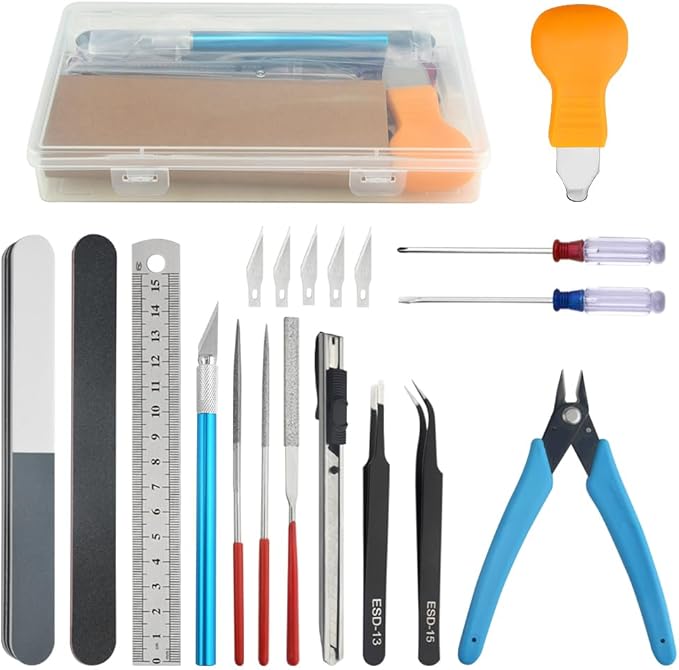 Bigstone 20 PCS Model Tool Kit Hobby Building Tools Set Modeler Basic Tools for Gundam Plastic Models Assembling Building Repairing and Fixing