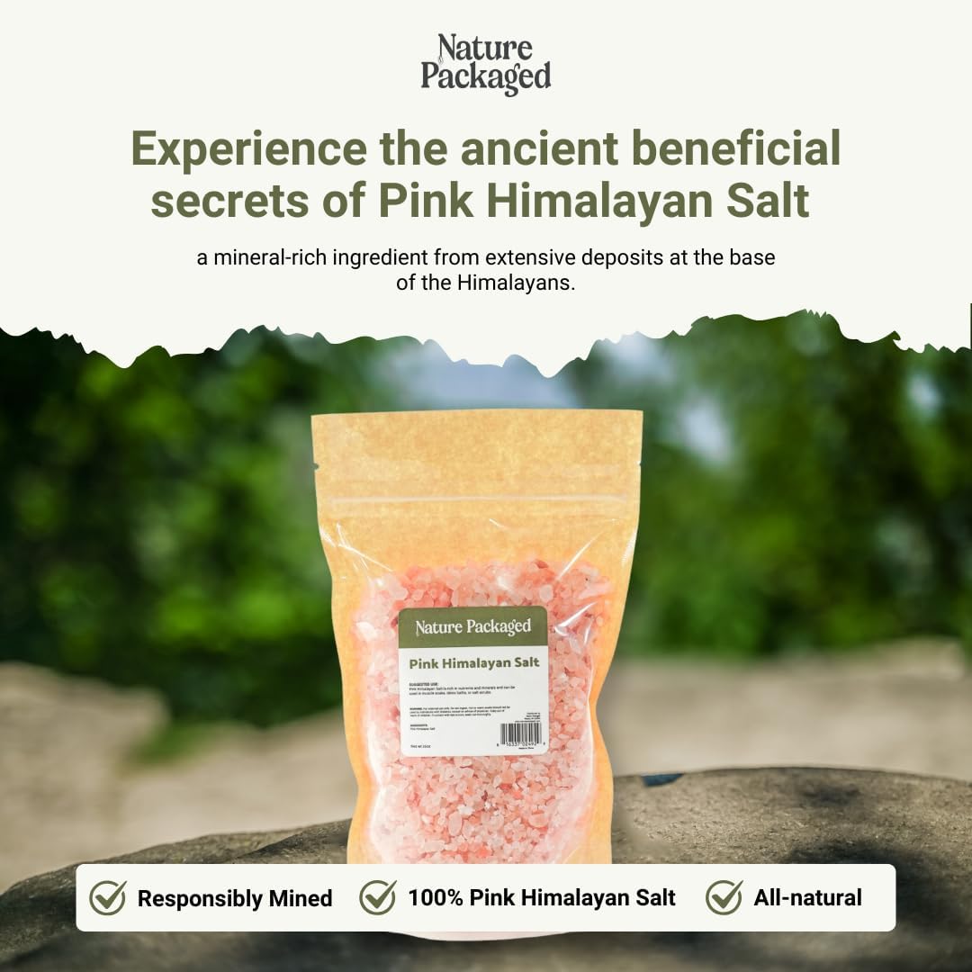 Pink Himalayan Salt (16oz) - Direct from The Himalayan Mountains - Pure Coarse Grain Organic Salt for Body Scrubs, Adding to Baths, and Foot Soaking 4 Packs
