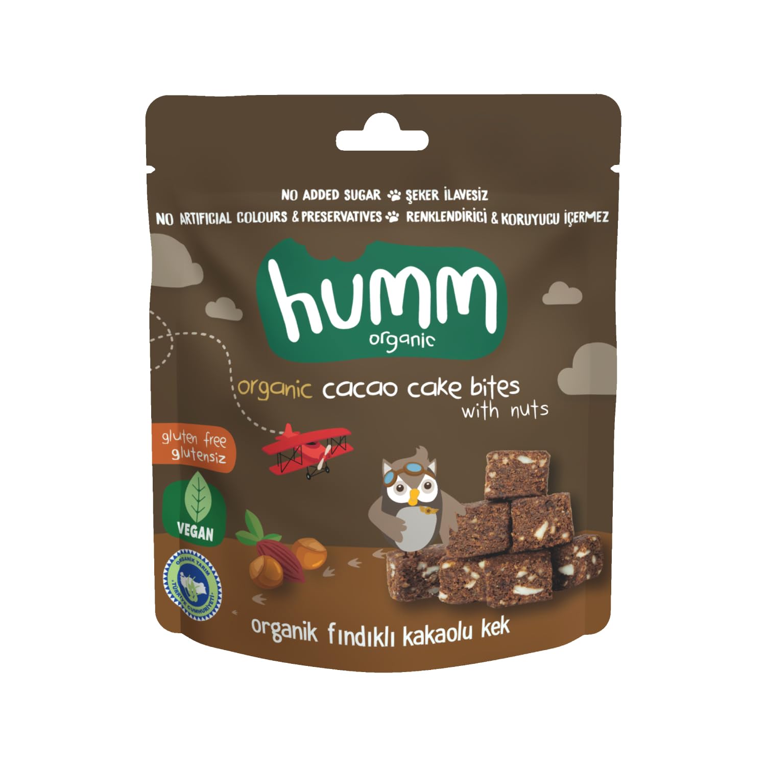 Humm Organic Glutensiz Vegan Kakaolu ve Fındıklı Kek