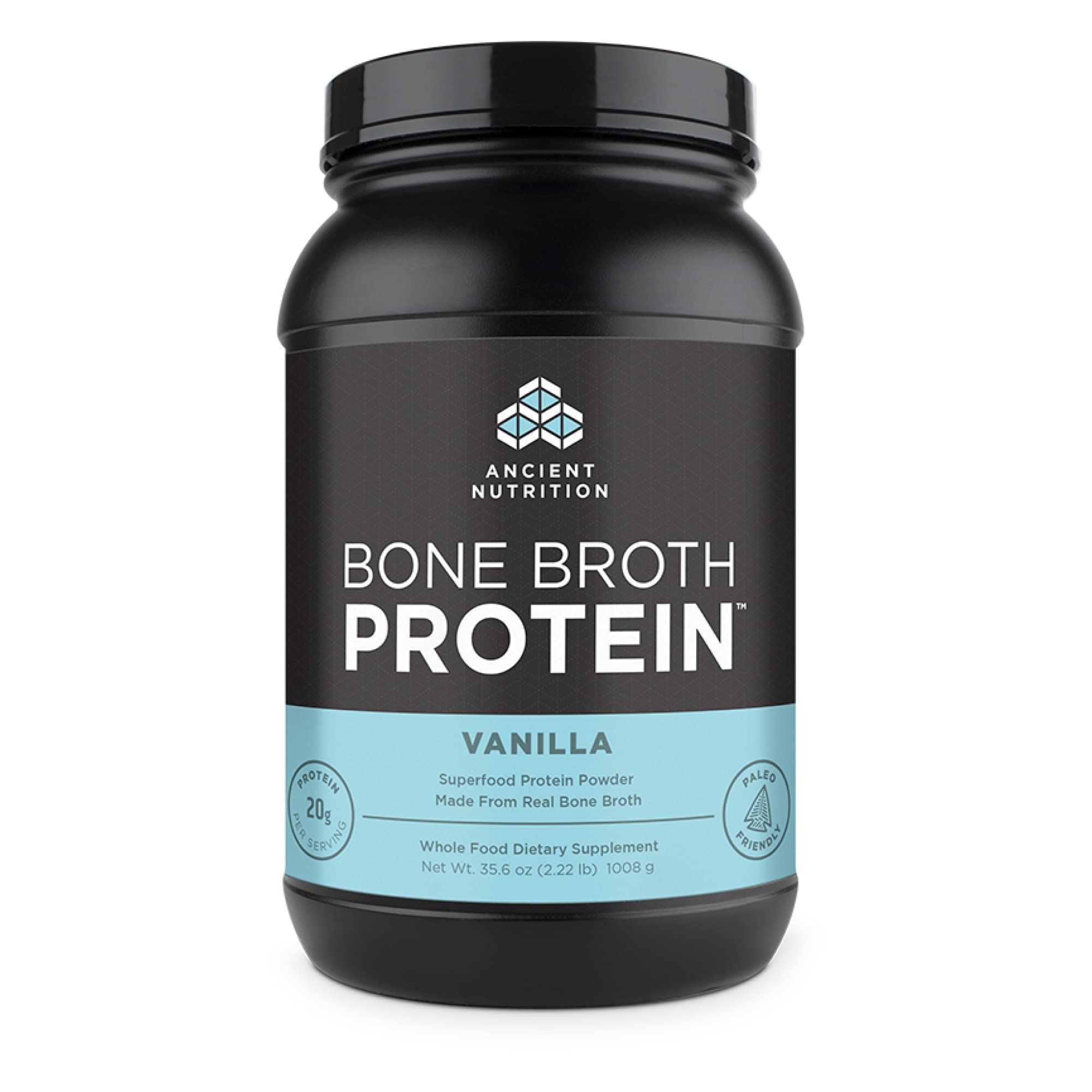 Protein Powder Made from Real Bone Broth by Ancient Nutrition, Vanilla, 20g Protein Per Serving, 40 