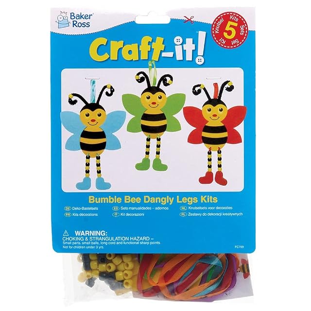 Foto 5 de 5 de Baker Ross FC799 Adornos de Abejorros con Cuentas - Juego de 5, Manualidades para Niños