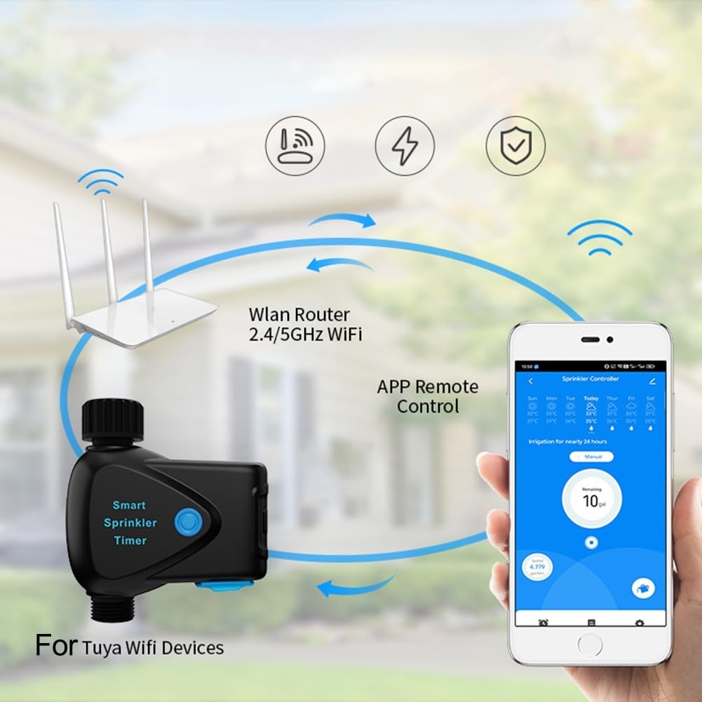 Uso eficiente del agua con temporizador de riego WIFI Tuya y contador de agua integrado