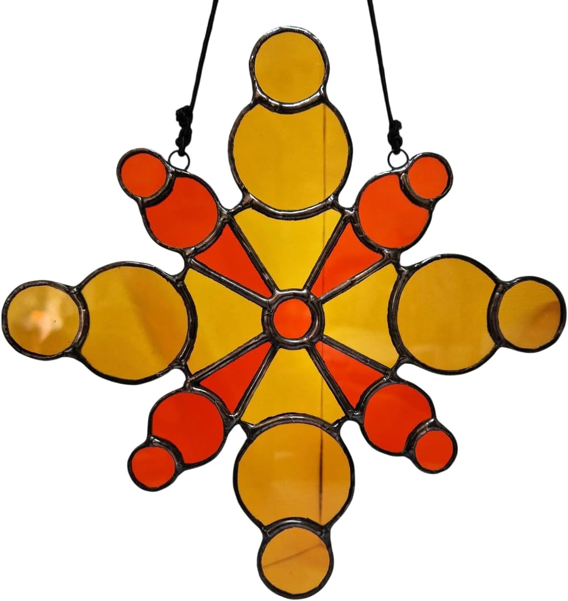 Geometric Abstraction with Bubbles Stained Glass Suncatcher Window Hanging or Wall Decor Sunny Color Balls