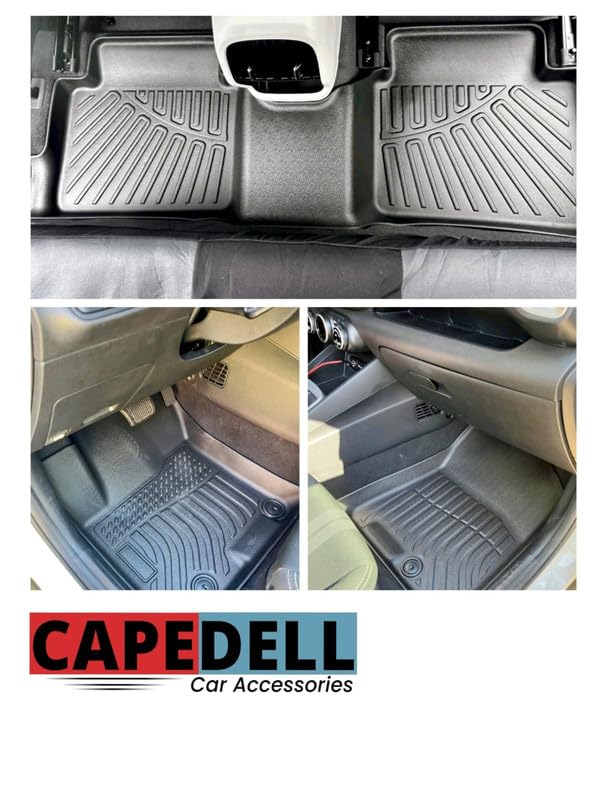 Image of TPE Premium Life Long Car Floor Mats||Compatible for Kia Seltos New||Set of 3 pcs||Waterproof and Anti-Slip, All Wheather Durable Car Mats|| Colour:- Black