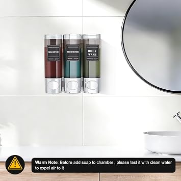 Shower Soap Dispenser Wall Mounted No Drill Shampoo and Conditioner Dispenser for Shower With Large Capacity Hand Soap Dispenser for Bathroom Kitchen Hotel 300mlx3 Silver