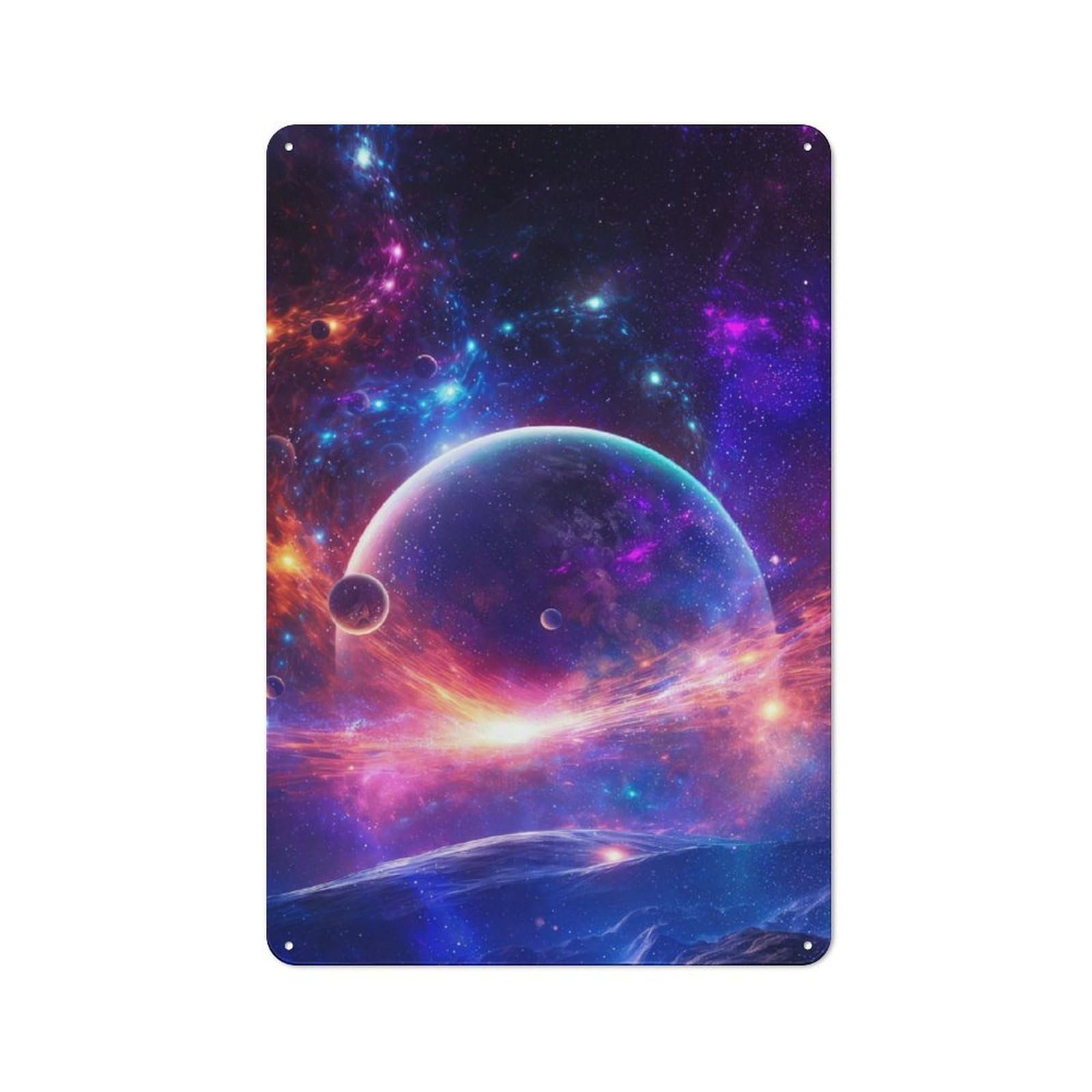 Junmoney Galactic Dreams Tin Wall Plaque 30X20cm With For Pub Or Café, Suited To Pub Decor Enthusiasts, For Retro Home Interiors