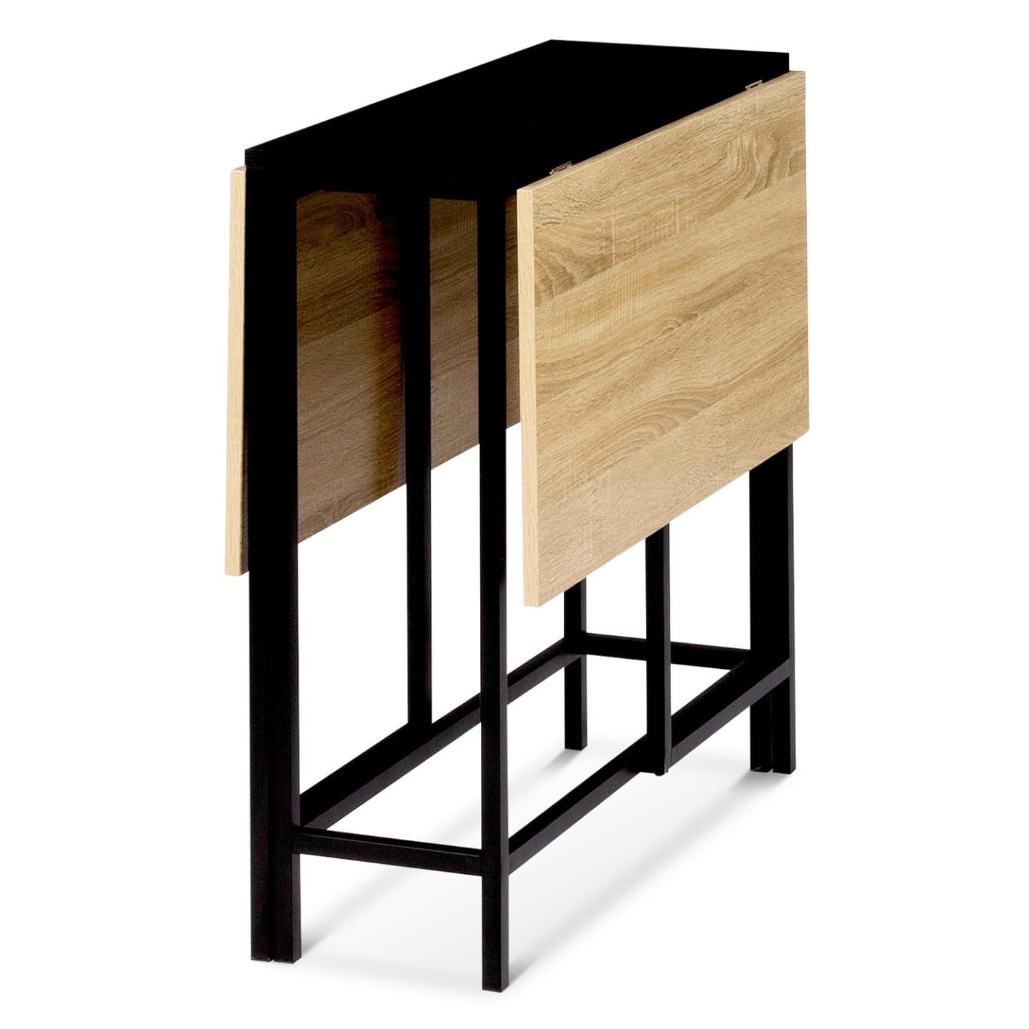 IDMarket - Mesa consola plegable 2-4 personas en haya y negro diseño industrial EDI