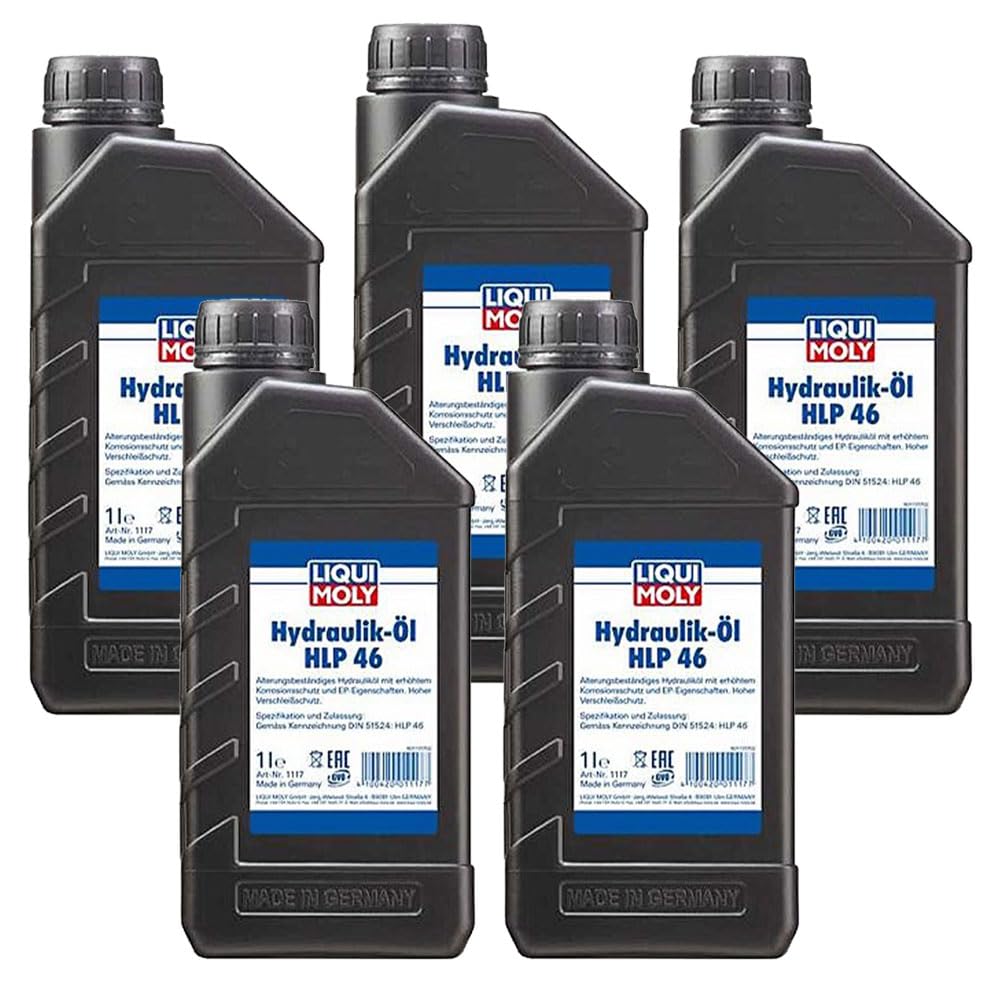 LIQUIMOLY 1117 OLIO IDRAULICO HLP 46 A BASE MINERALE ADATTO PER PISTONI IDRAULICI, MACCHINE POMPE E IMPIANTI. CONFEZIONE : KIT PROMOZIONE 5 LITRI