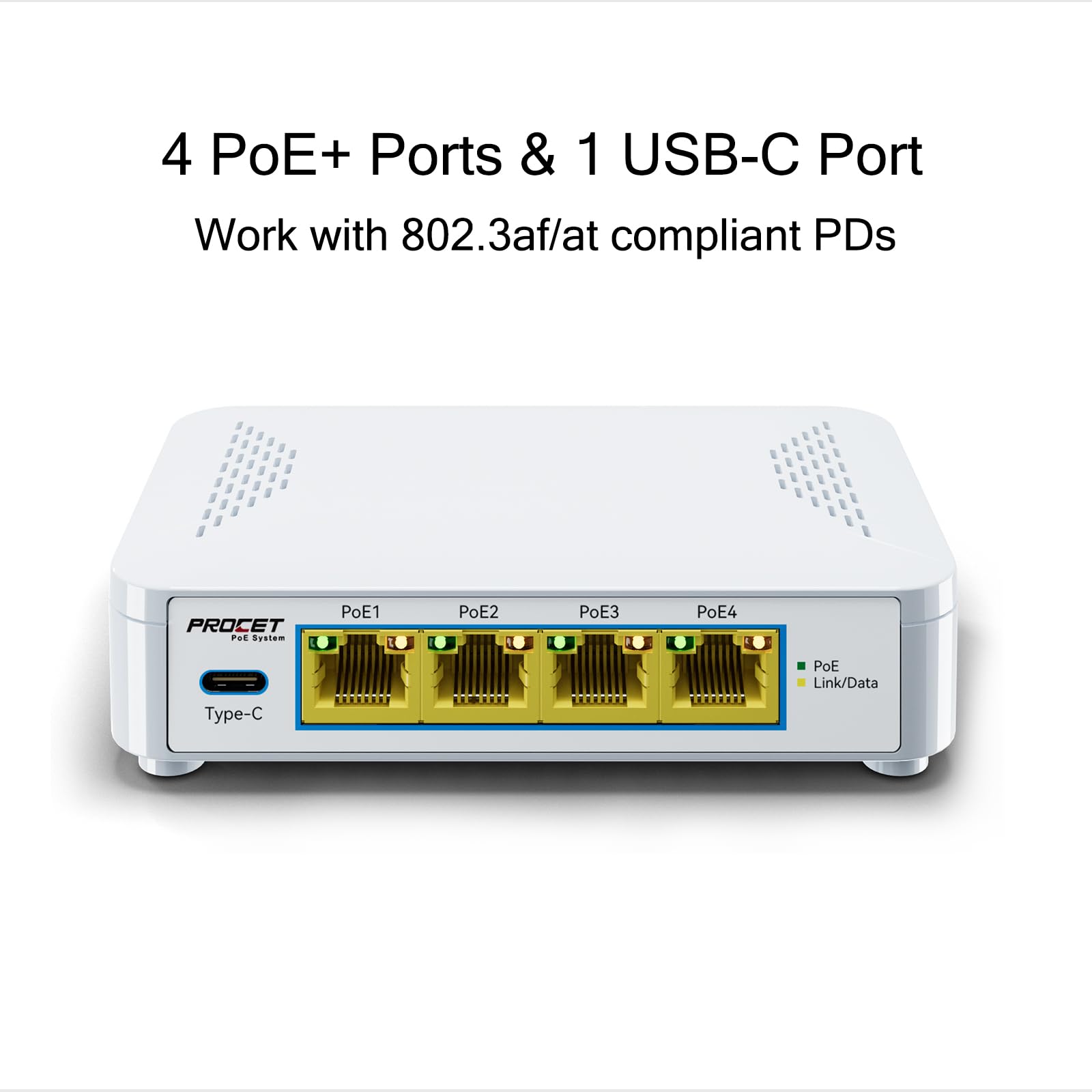 Commutateur PoE 5 ports EN-S4P1C - 4 ports PoE+ et 1 USB-C, commutateur réseau non géré